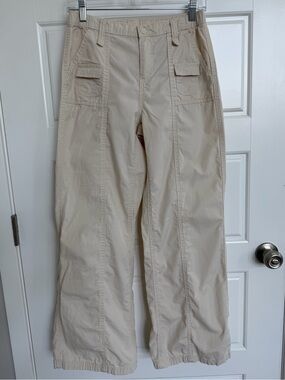 H&M Divided Cream Wide Leg Utility Cargo Pants Relaxed Casual Size 4